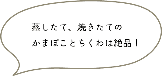 蒸したて、焼きたてのかまぼことちくわは絶品!
