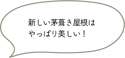 新しい茅葺き屋根はやっぱり美しい！